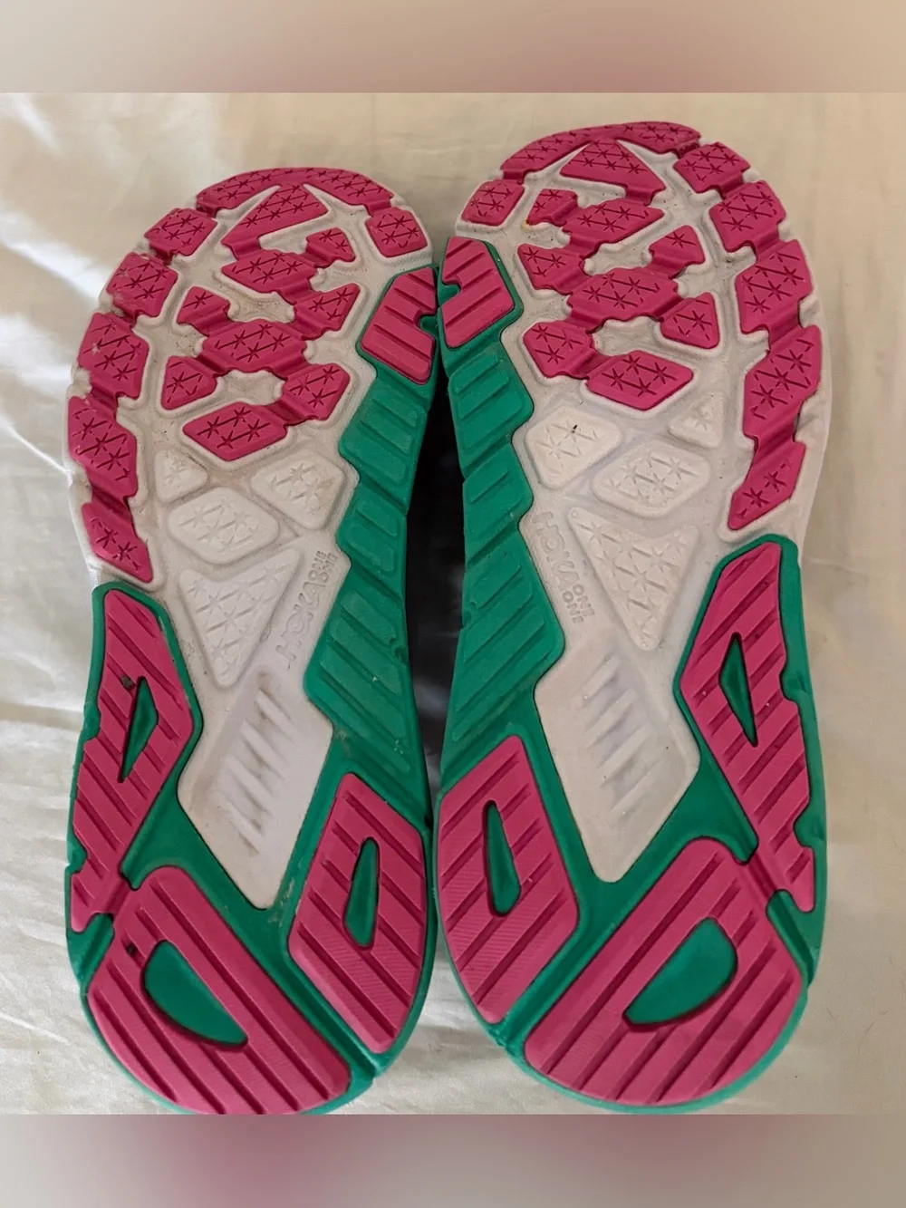 Hoka One One Blue Teal Running Shoes with Pink Accents